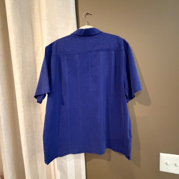 Tommy Bahama Men's Royal Blue Floral Silk Short Sleeve Button Down, Size Lage - Picture 6 of 12
